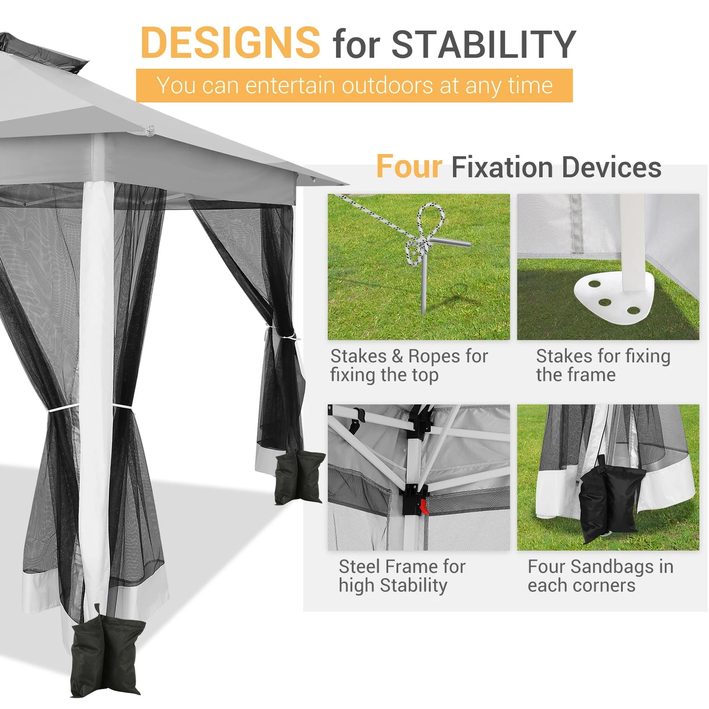 Tooluck Pop Up Gazebo With Mosquito Netting And Carry Bag