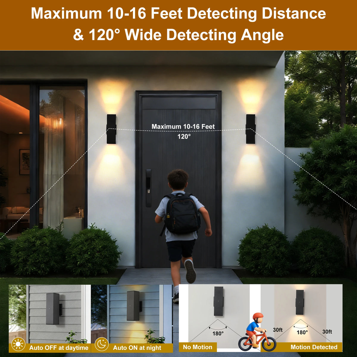 ARLGSITE Motion Sensor Outdoor LED Wall Sconce 2 Pack