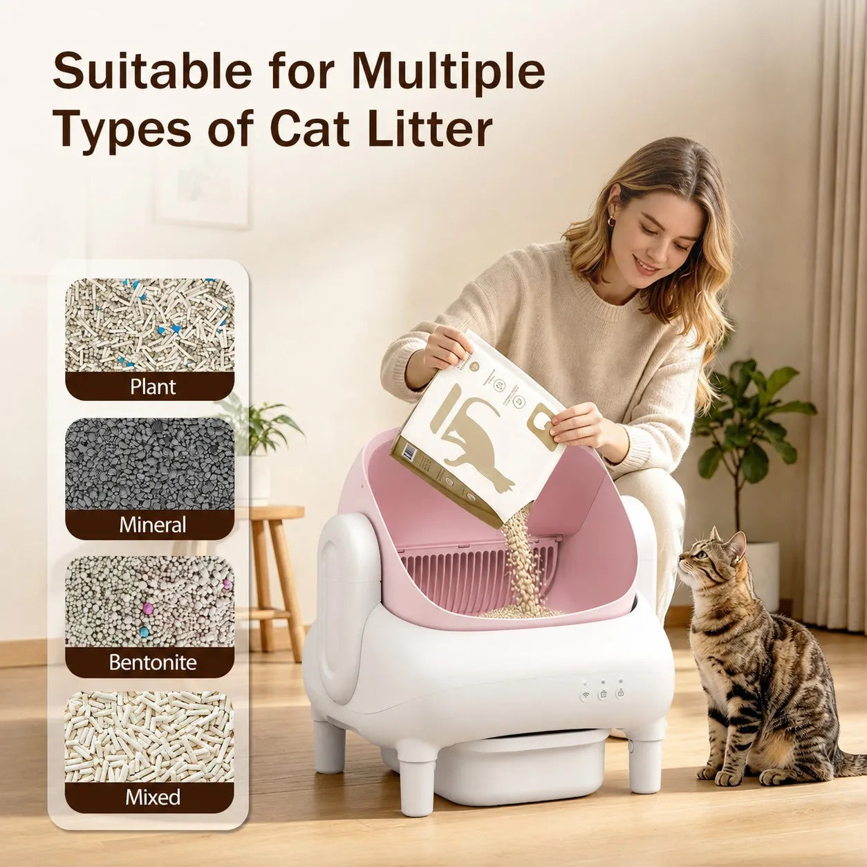 Smart Automatic Self Cleaning Cat Litter Box With App Control