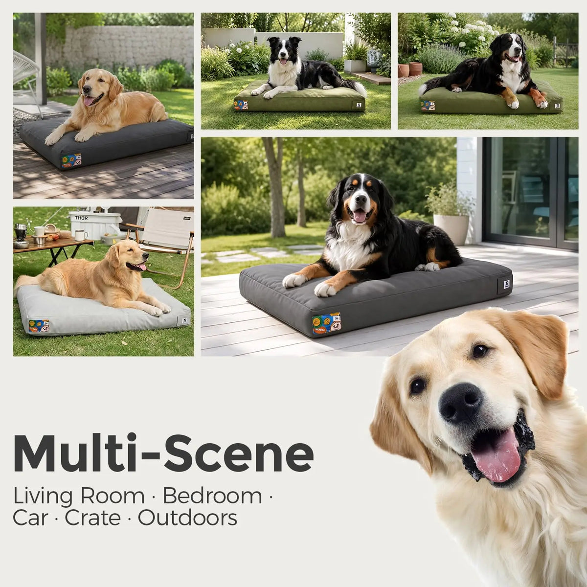Indestructible Canvas Waterproof Dog Bed With Washable Cover