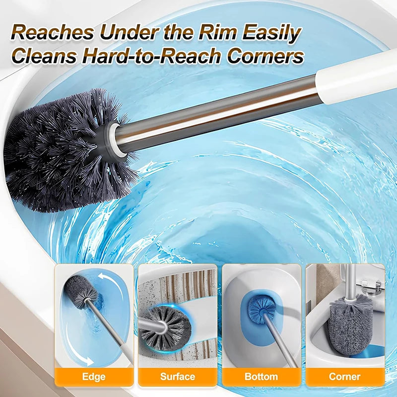 Wall Mounted Toilet Brush Set With Long Handle And Stand