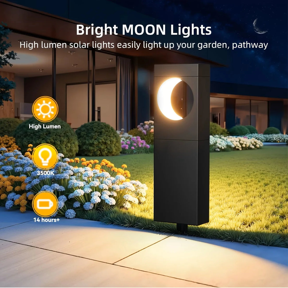 Solar Outdoor Pathway Lights Waterproof Moon Garden Yard Decor