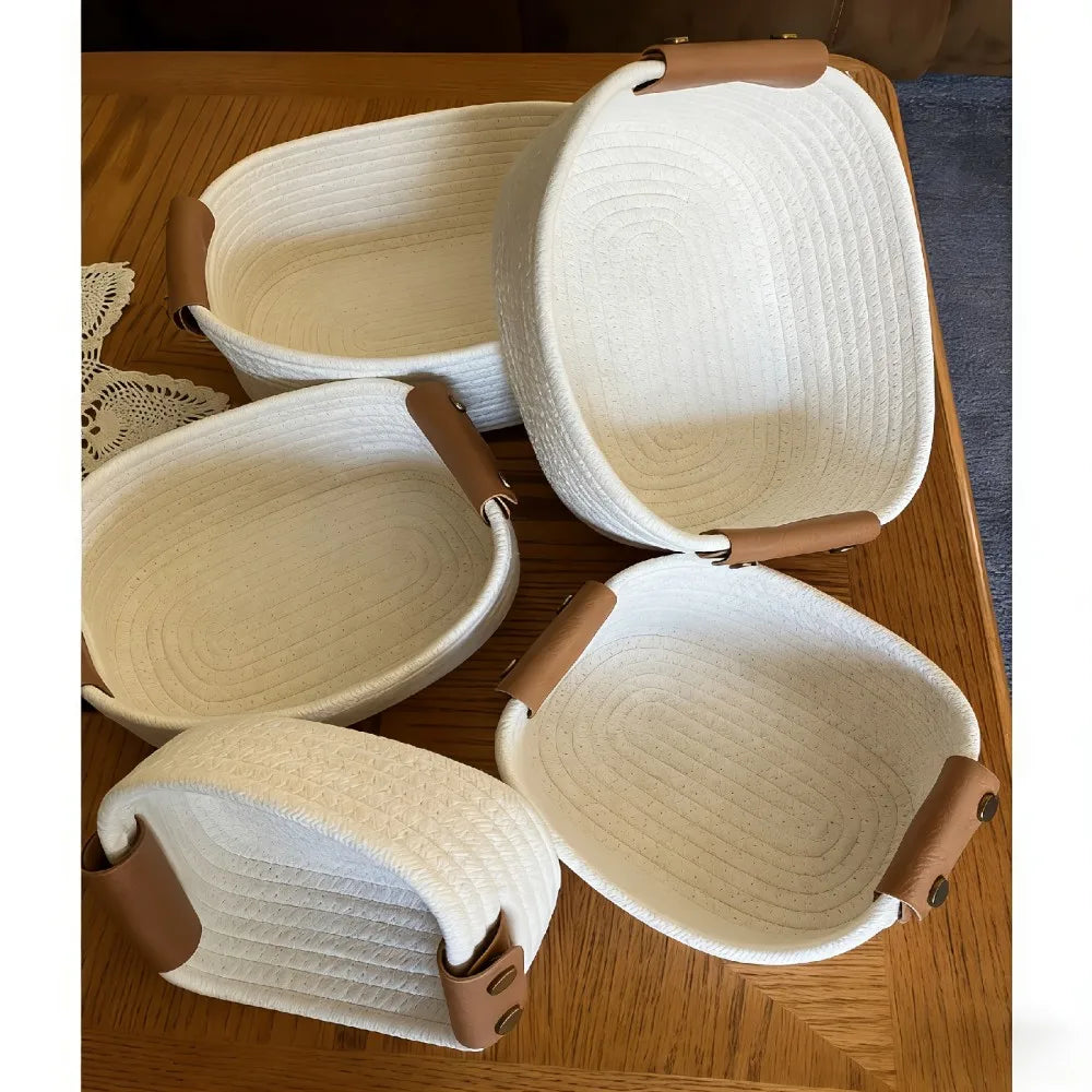 Sturdy Wooden Storage Basket Set For Home Organization And Decor