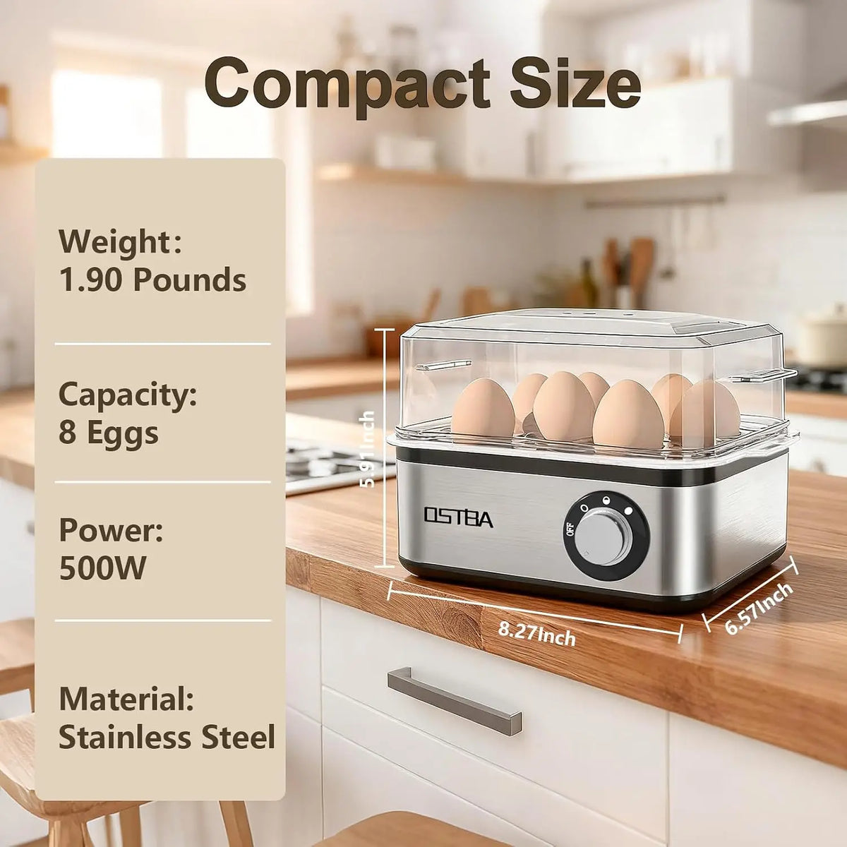 Ostba Electric Egg Cooker For Eight Perfect Hard Boiled Eggs