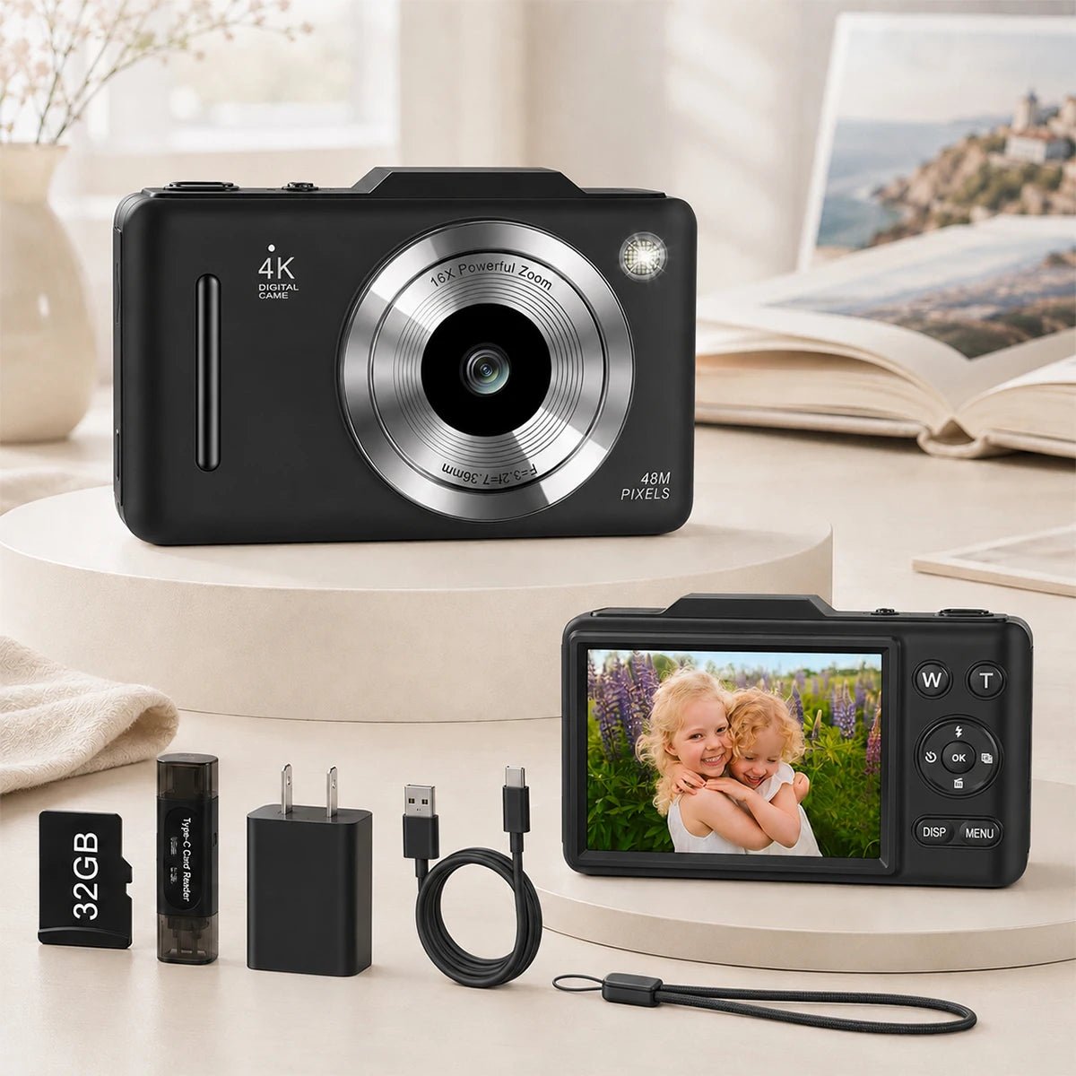 Compact 4K Digital Camera With Zoom For Students And Travel