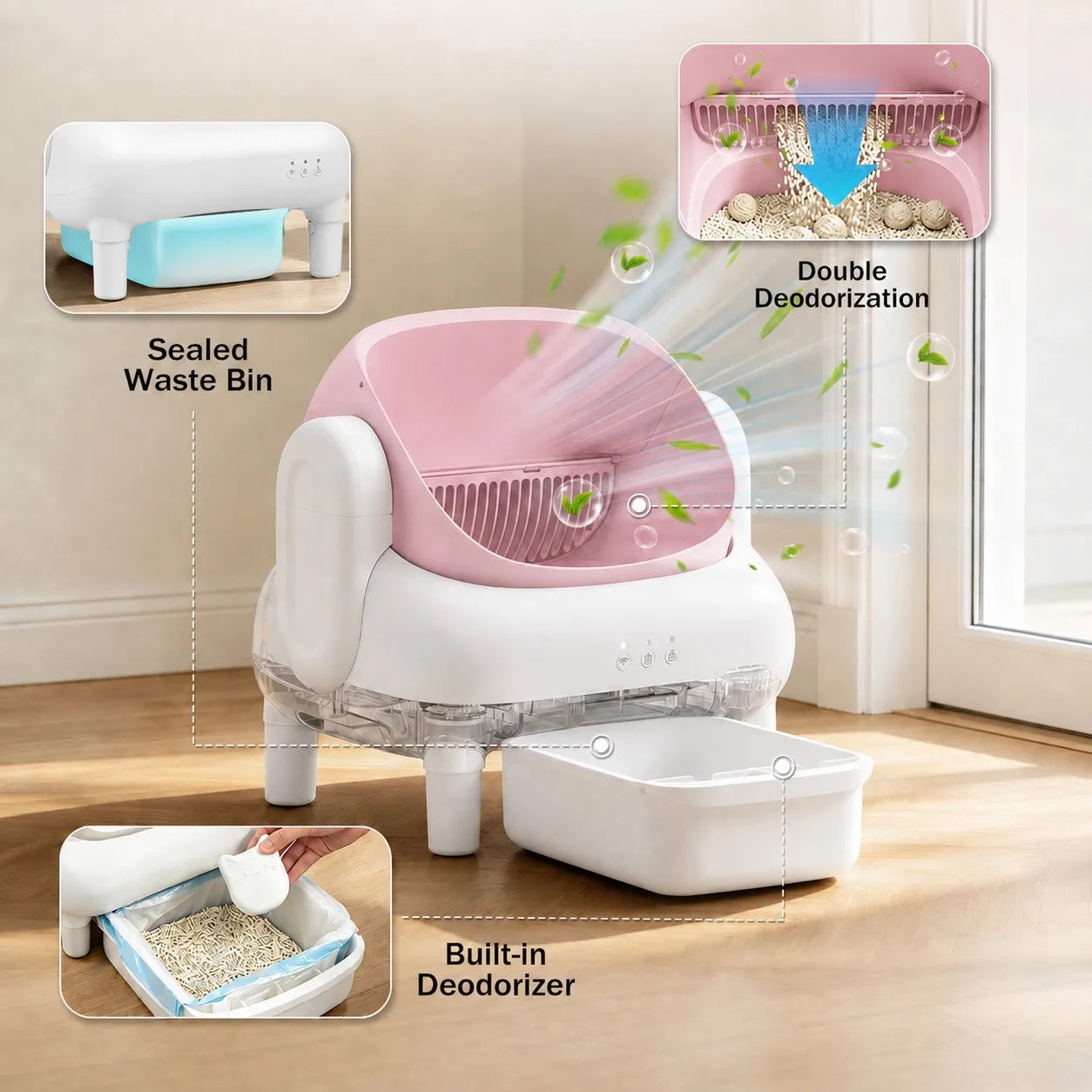 Smart Automatic Self Cleaning Cat Litter Box With App Control