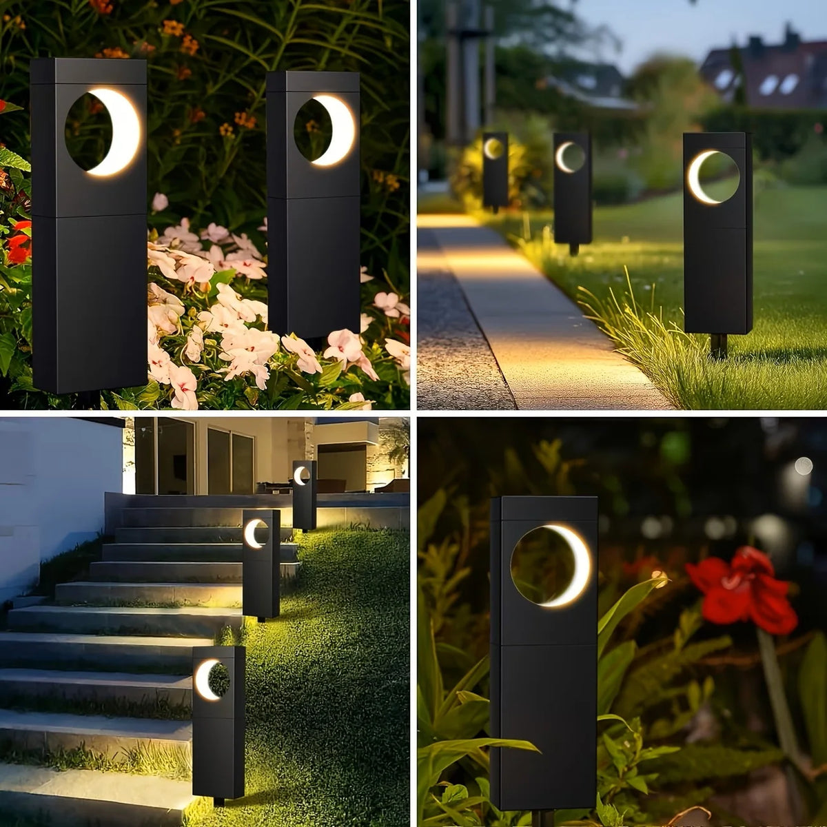 Solar Outdoor Pathway Lights Waterproof Moon Garden Yard Decor