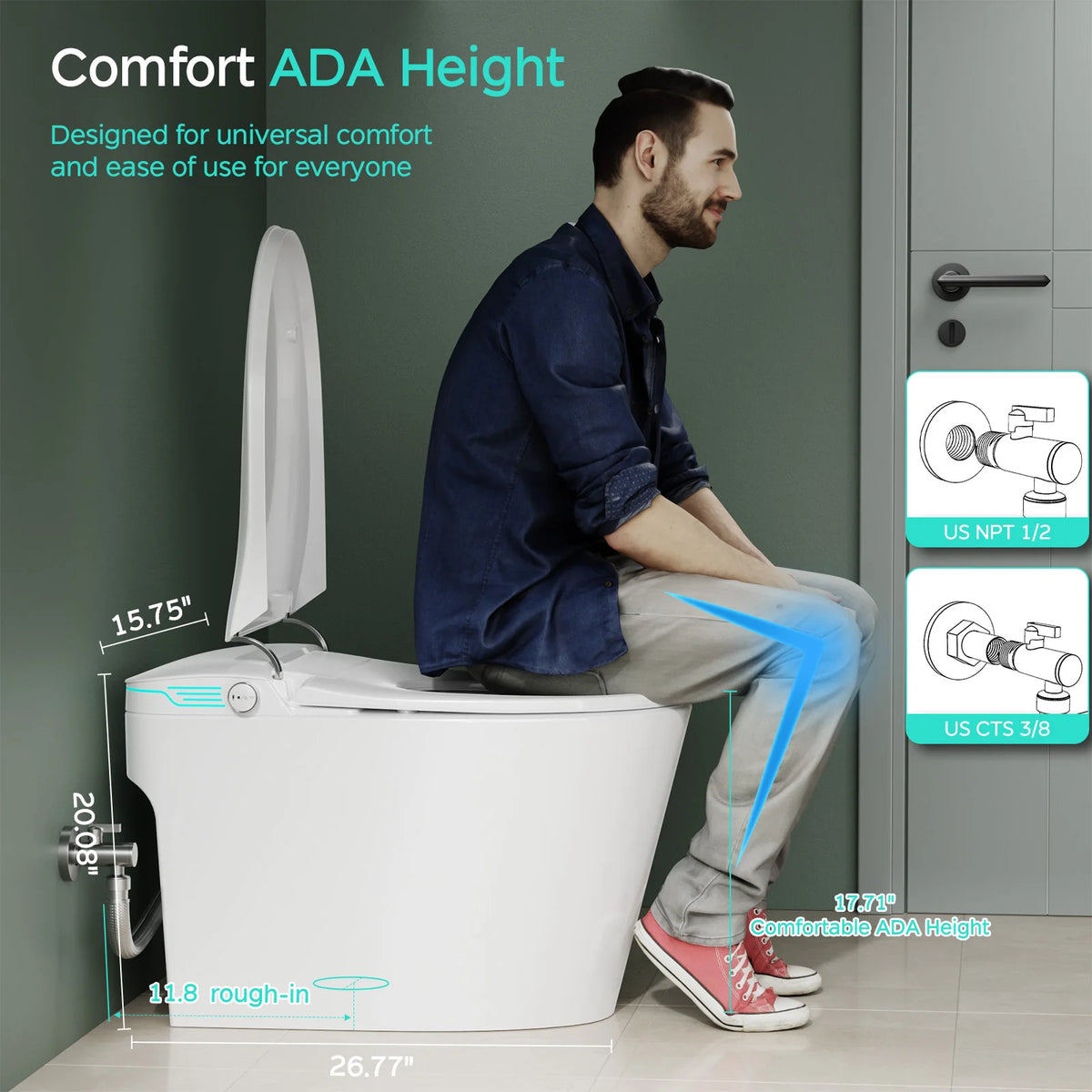 Smart One Piece Toilet With Automatic Bidet Deodorization And Voice Control