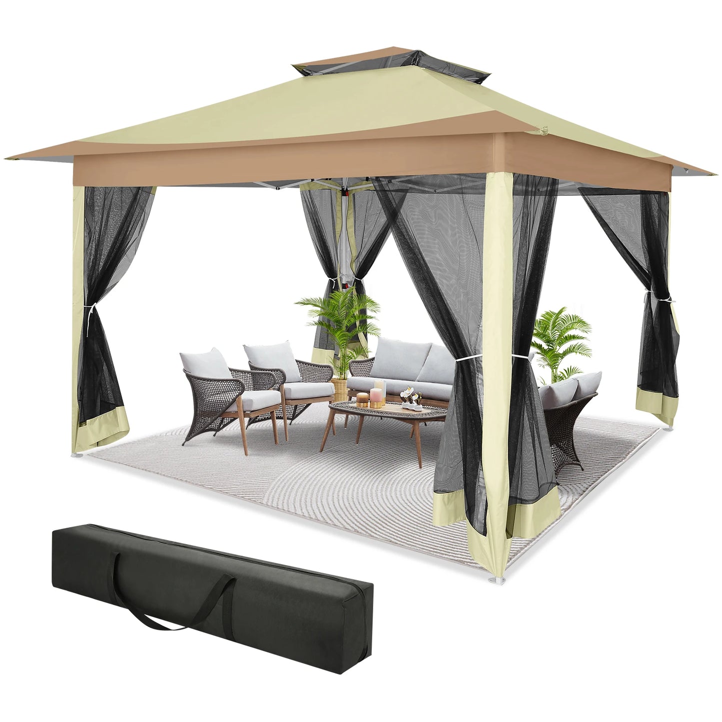 Tooluck Pop Up Gazebo With Mosquito Netting And Carry Bag
