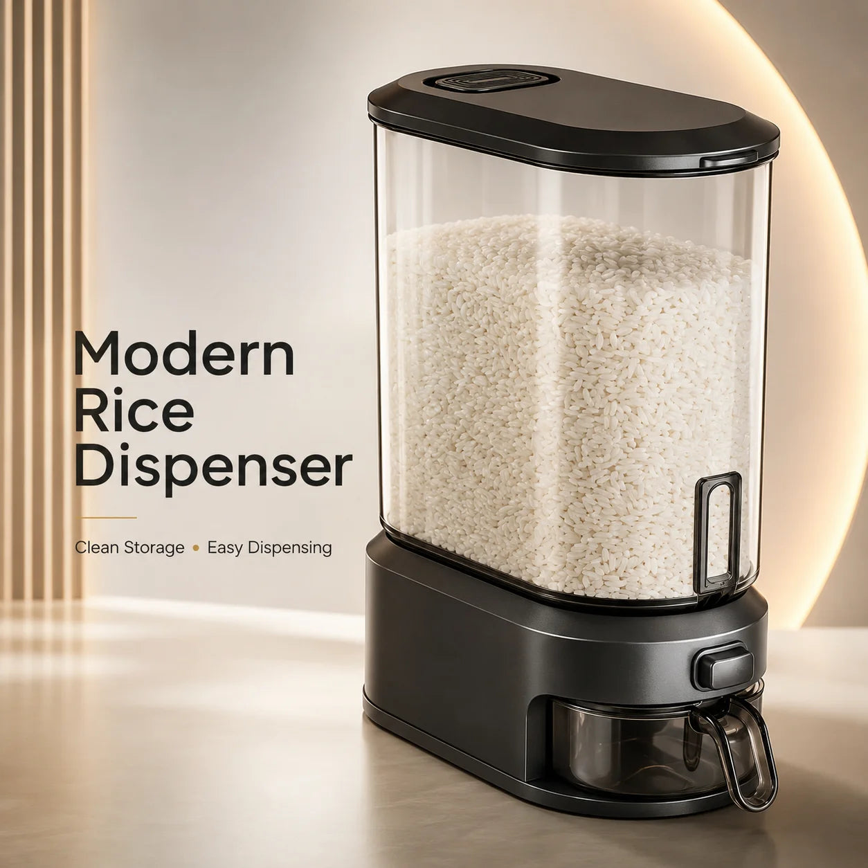 Onenoble One Button Press Rice Dispenser Storage Bin