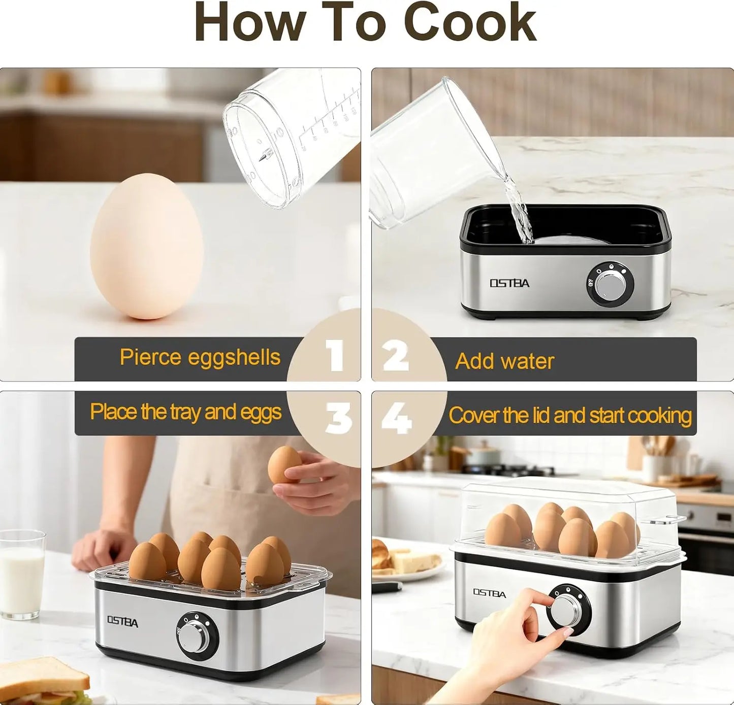 Ostba Electric Egg Cooker For Eight Perfect Hard Boiled Eggs