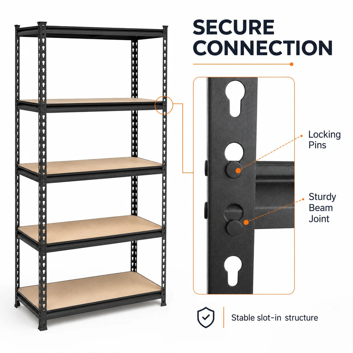 Five Tier Heavy Duty Metal Storage Rack For Garage Organization