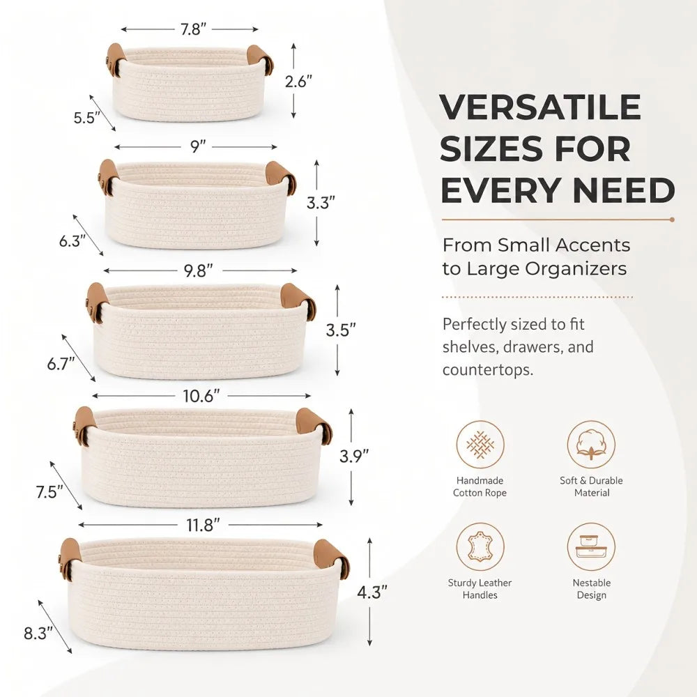 Sturdy Wooden Storage Basket Set For Home Organization And Decor