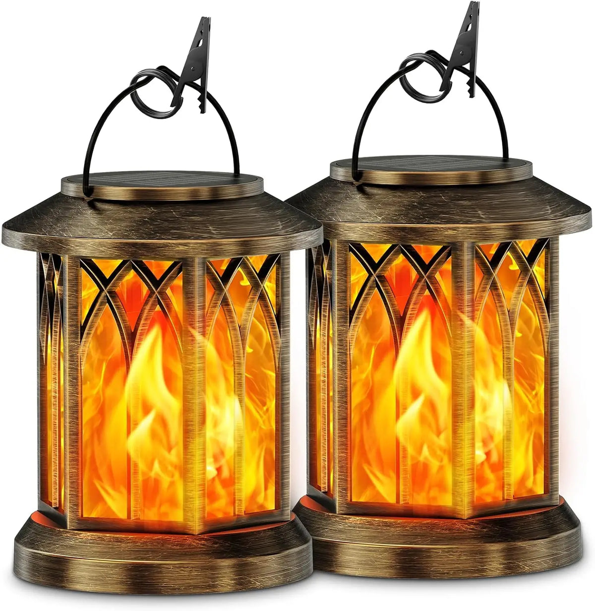 Waterproof Solar Lantern With Flickering Flame for Outdoor Garden Decor