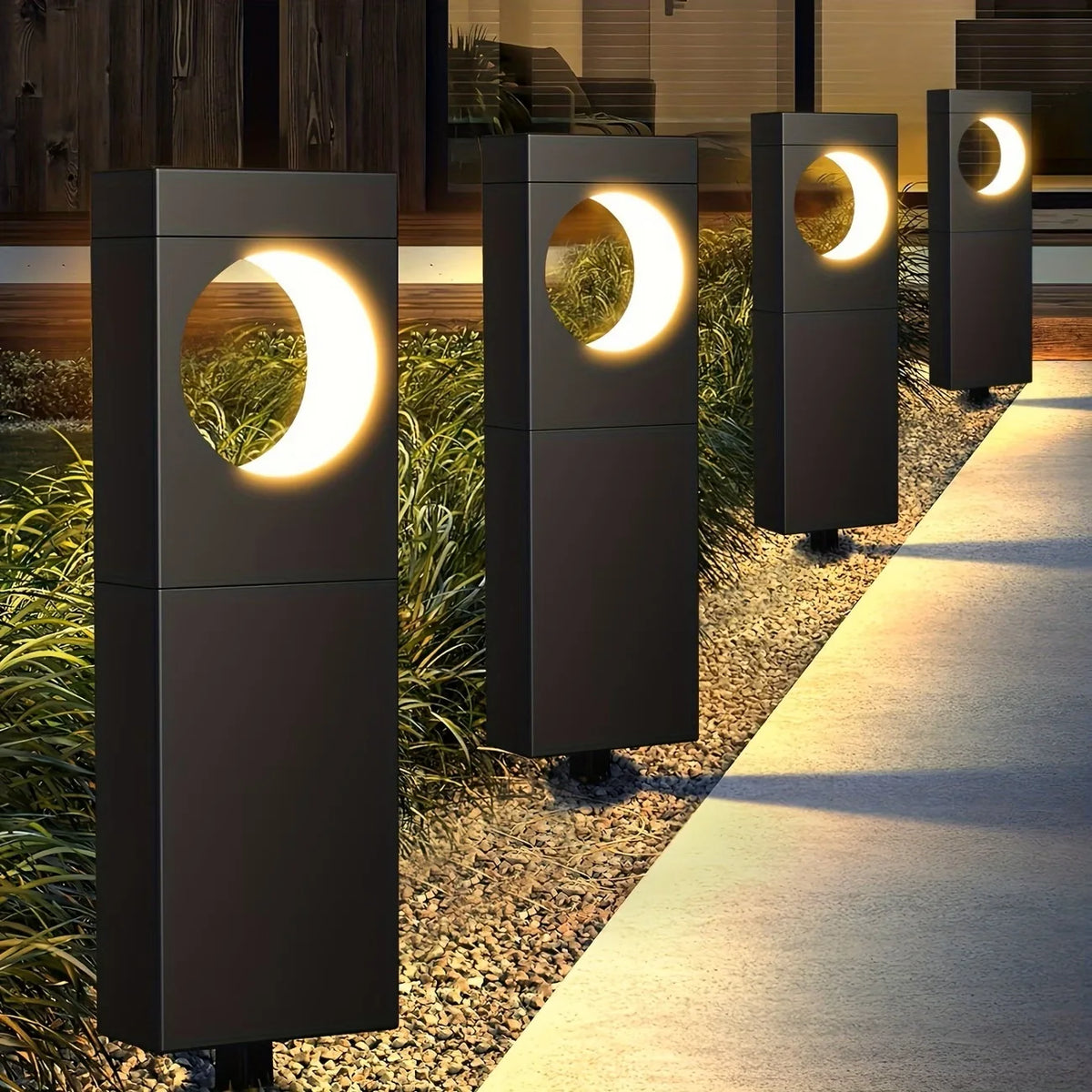 Solar Outdoor Pathway Lights Waterproof Moon Garden Yard Decor