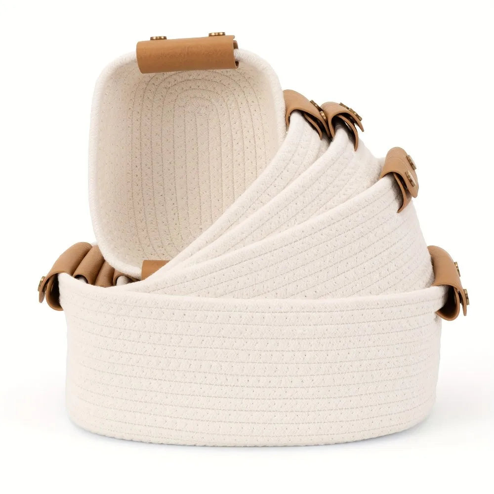 Sturdy Wooden Storage Basket Set For Home Organization And Decor
