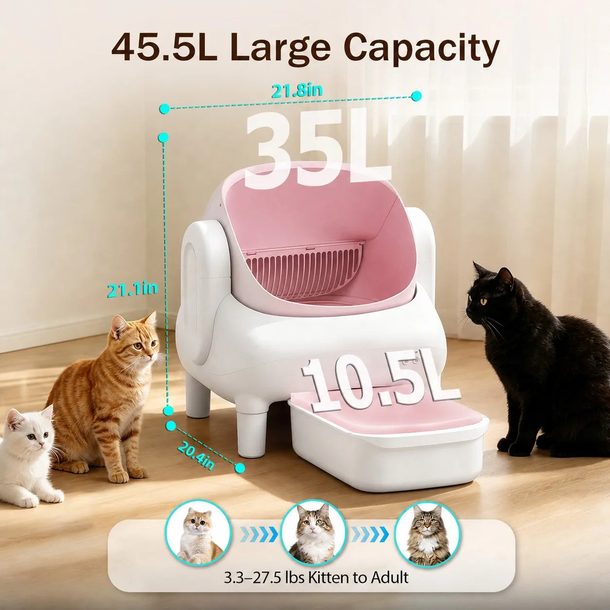 Smart Automatic Self Cleaning Cat Litter Box With App Control