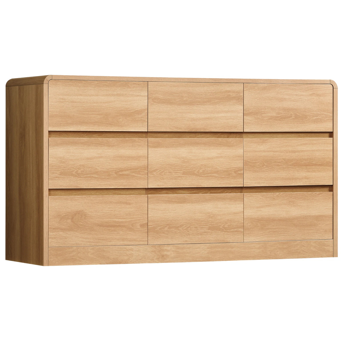 Modern 9 Drawer Dresser With Curved Profile Bedroom Storage