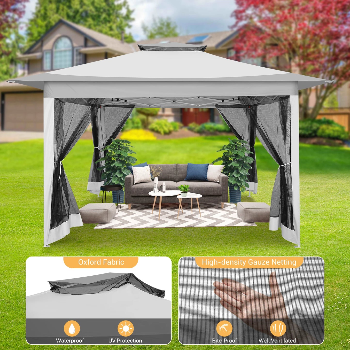 Tooluck Pop Up Gazebo With Mosquito Netting And Carry Bag