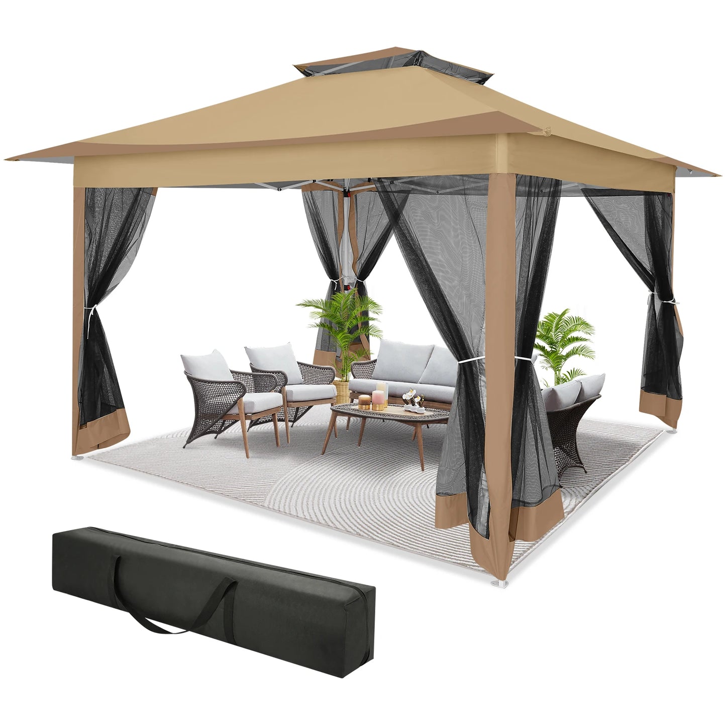 Tooluck Pop Up Gazebo With Mosquito Netting And Carry Bag
