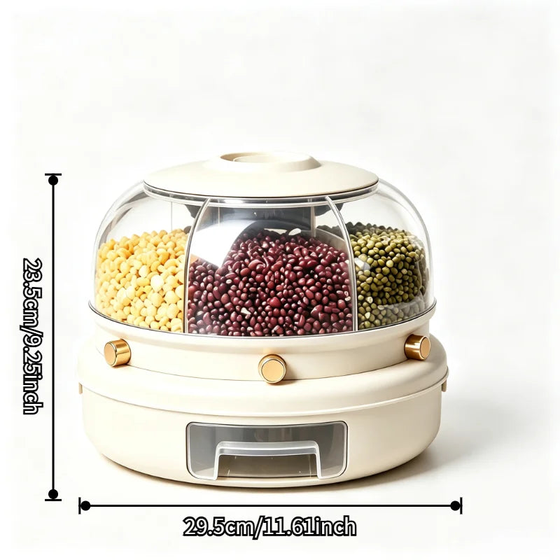 ONENOBLE 360 Rotating Six Compartment Cereal Dispenser With Pullout Tray