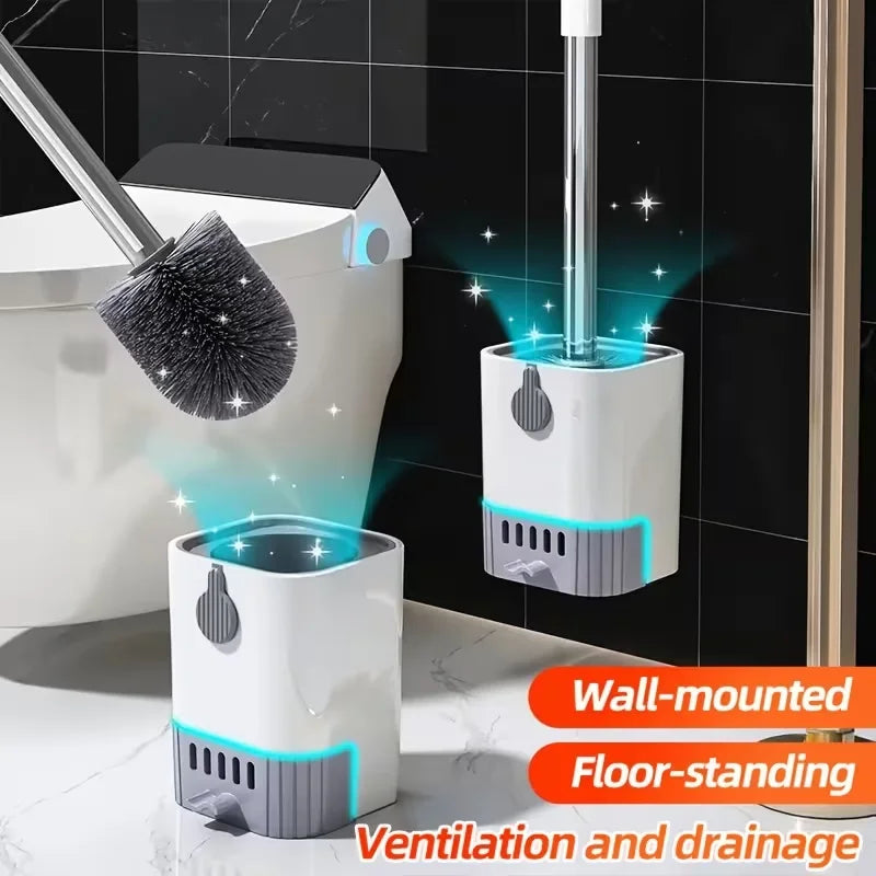Wall Mounted Toilet Brush Set With Long Handle And Stand