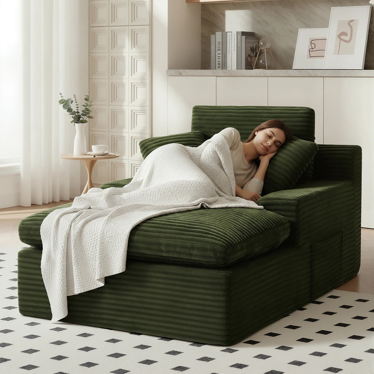 GAOHAPY Corduroy Modular Sectional Sofa With Chaise Lounge