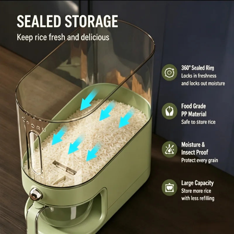 Onenoble Sealed Rice Bucket With Transparent Viewing Window
