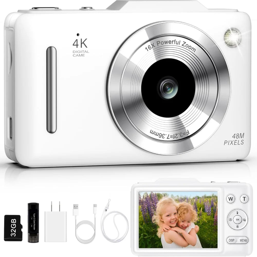 Compact 4K Digital Camera With Zoom For Students And Travel