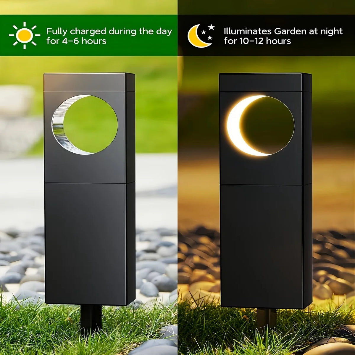 Solar Outdoor Pathway Lights Waterproof Moon Garden Yard Decor