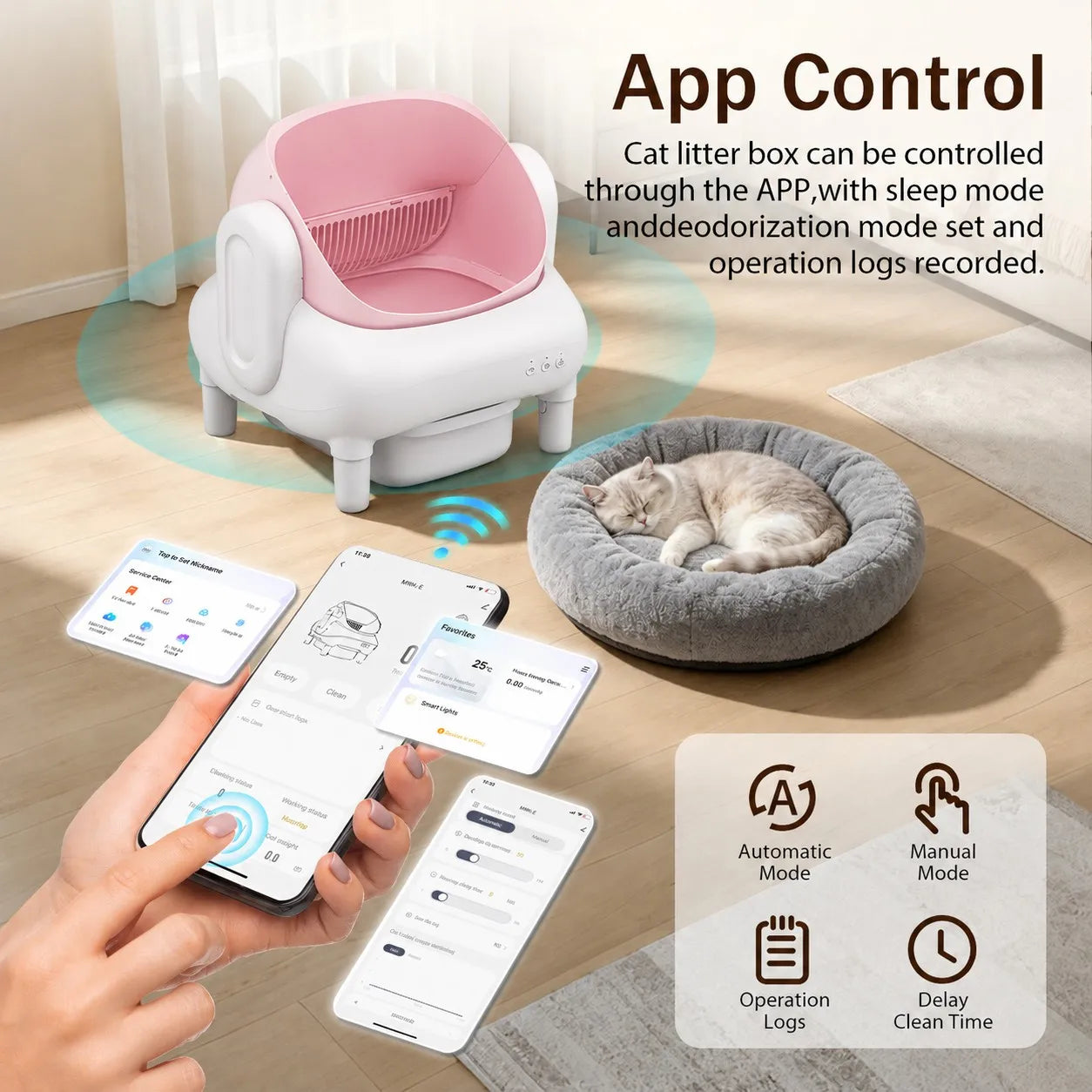 Smart Automatic Self Cleaning Cat Litter Box With App Control