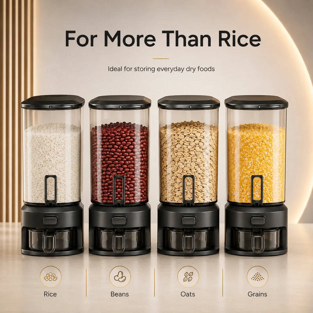 Onenoble One Button Press Rice Dispenser Storage Bin