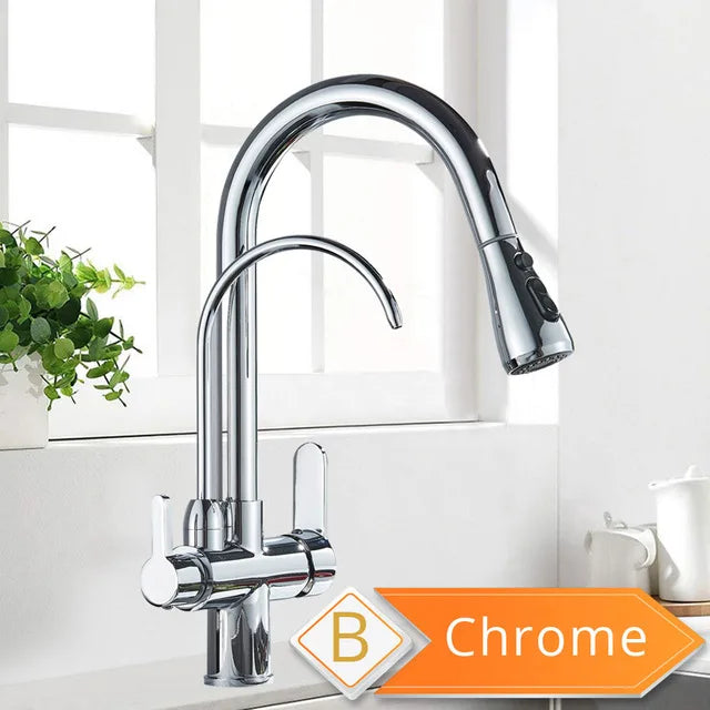 Rozin 3 Way Pull Out Kitchen Faucet With Water Filter