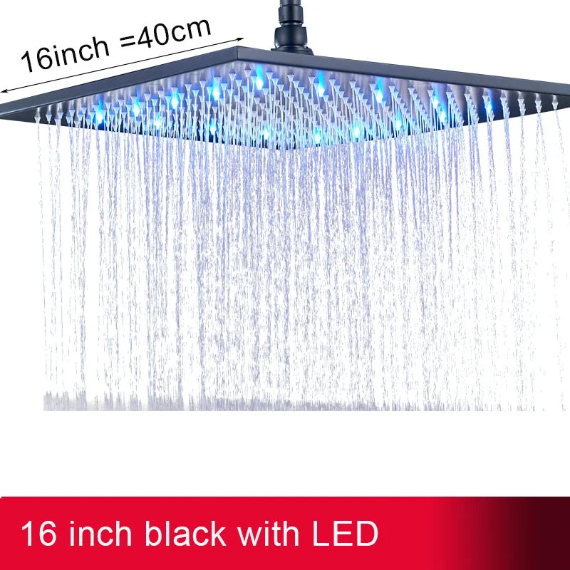 Myqualife Led Rainfall Shower Head Modern Square Brass Design
