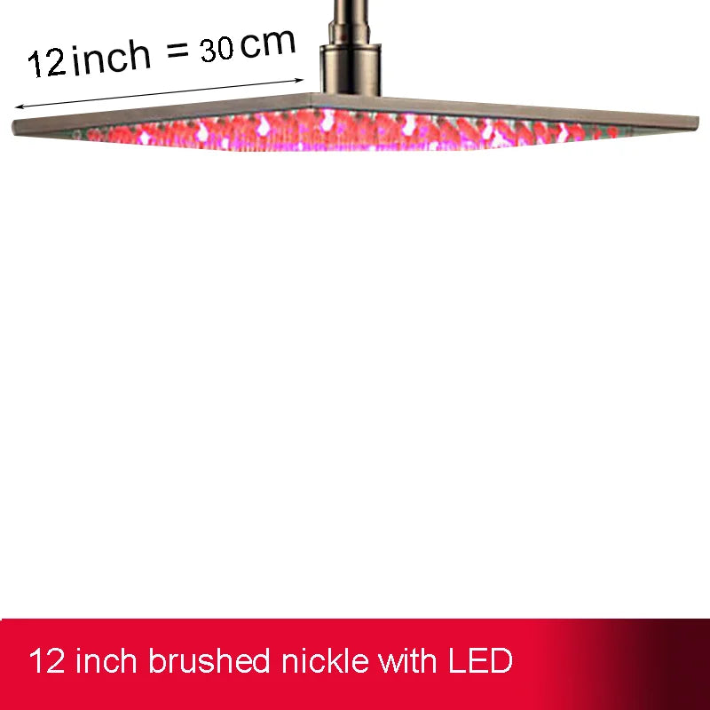 Myqualife Led Rainfall Shower Head Modern Square Brass Design