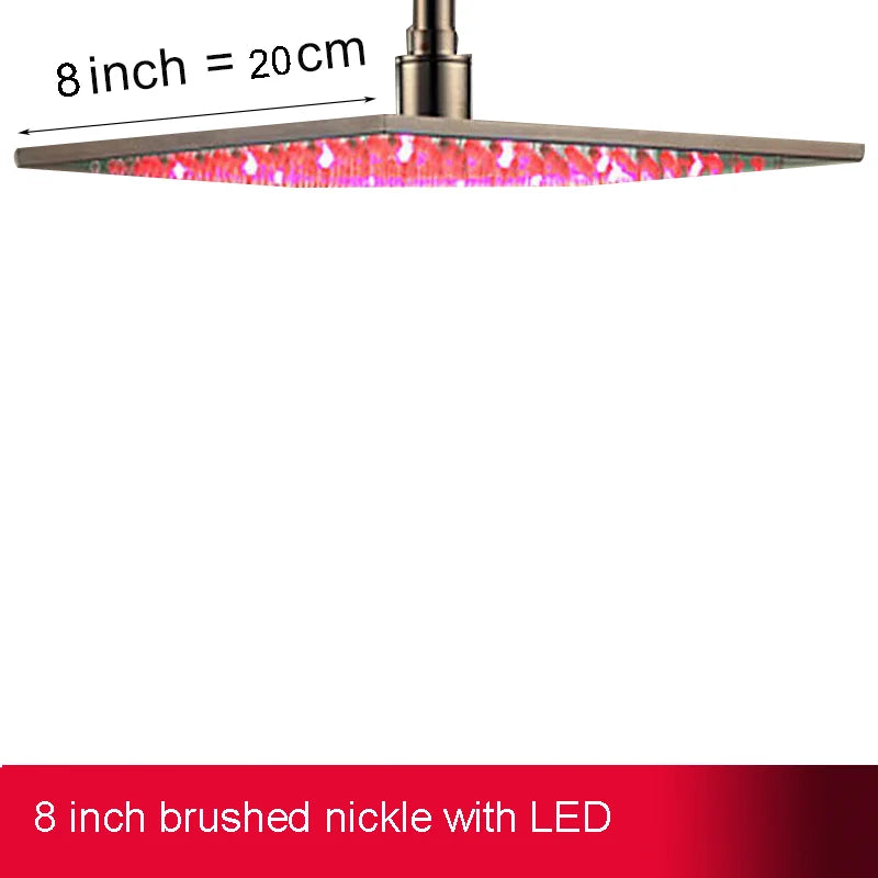 Myqualife Led Rainfall Shower Head Modern Square Brass Design