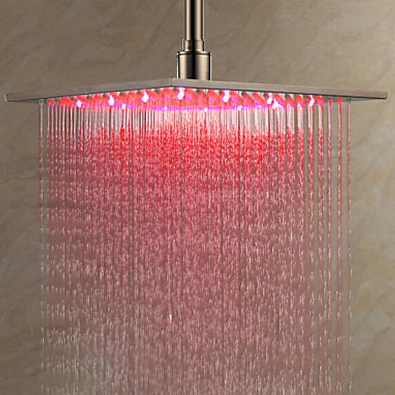 Myqualife Led Rainfall Shower Head Modern Square Brass Design