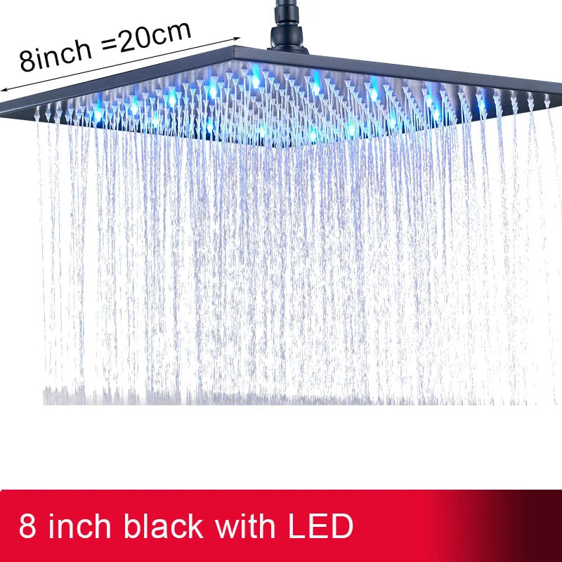 Myqualife Led Rainfall Shower Head Modern Square Brass Design