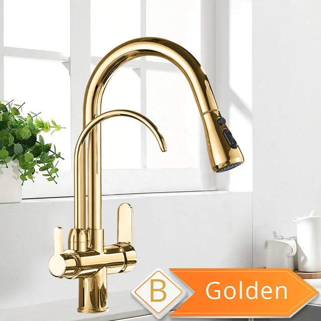 Rozin 3 Way Pull Out Kitchen Faucet With Water Filter
