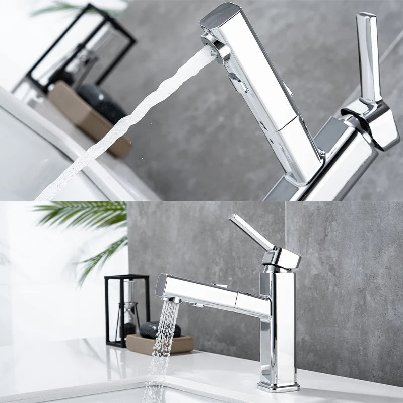 DQOK Pull Out Brass Basin Faucet Hot And Cold Water