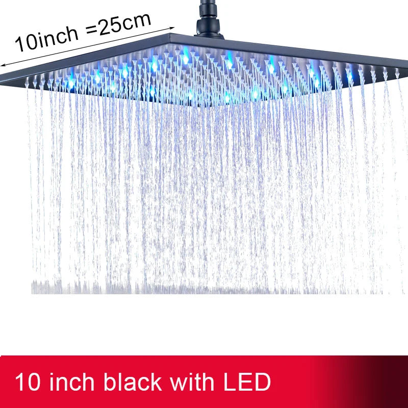 Myqualife Led Rainfall Shower Head Modern Square Brass Design