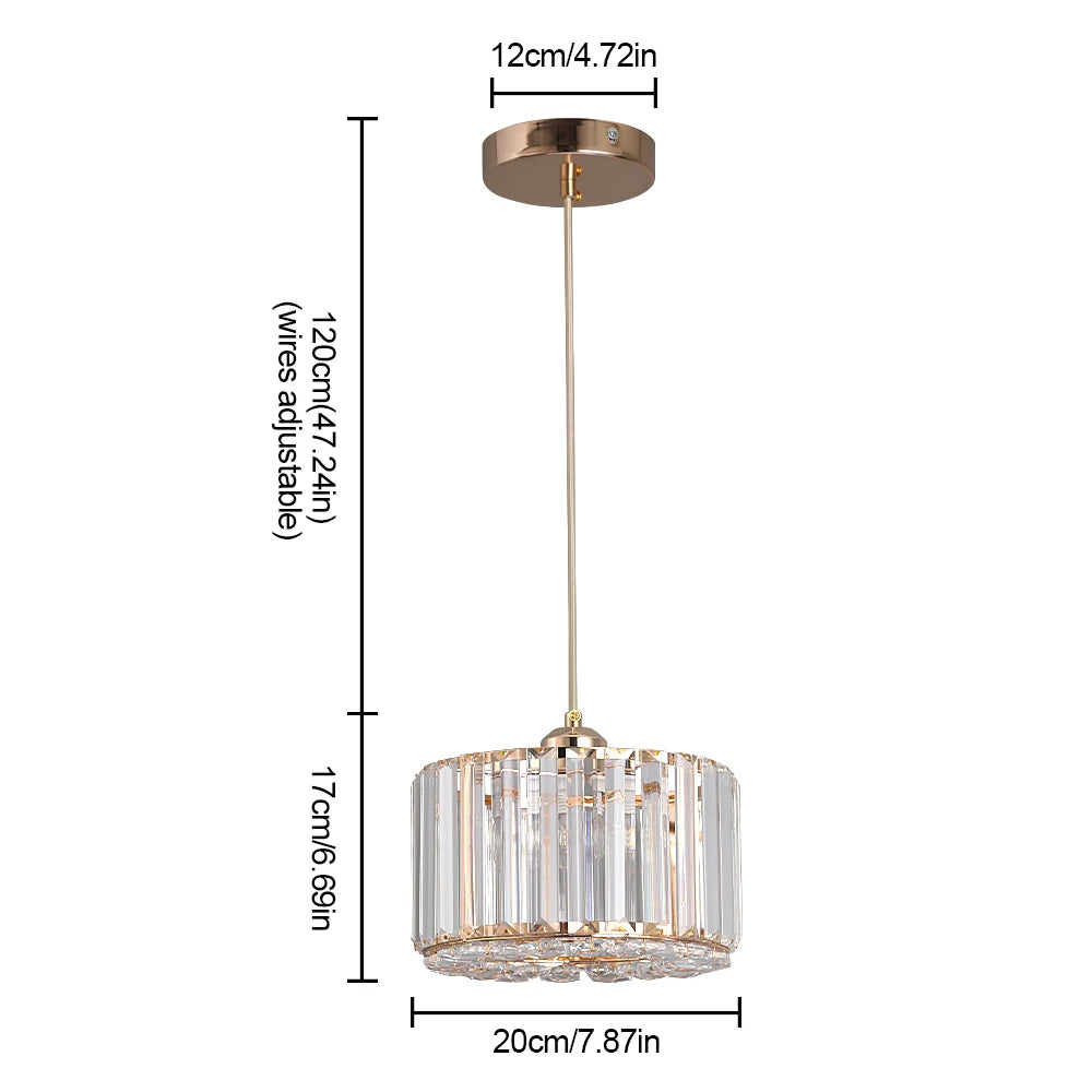 GreeLustr Modern Crystal Pendant Light Polished Chrome Nordic Ceiling Lamp