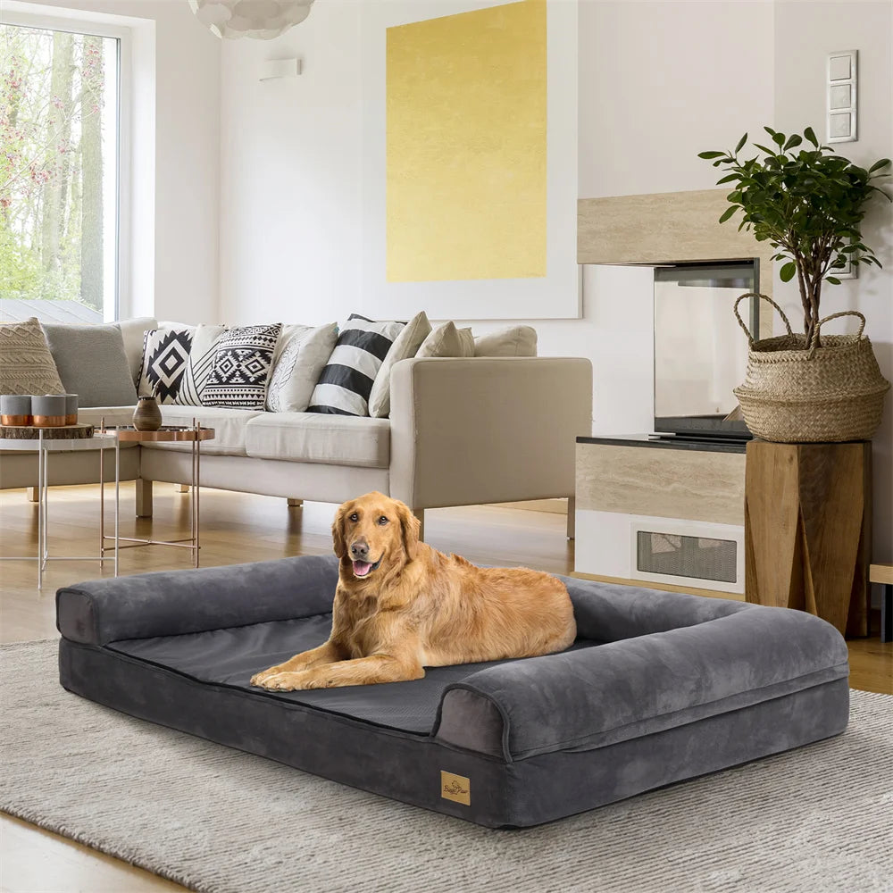 Borwart Orthopedic Memory Foam Dog Bed With Removable Waterproof Cover