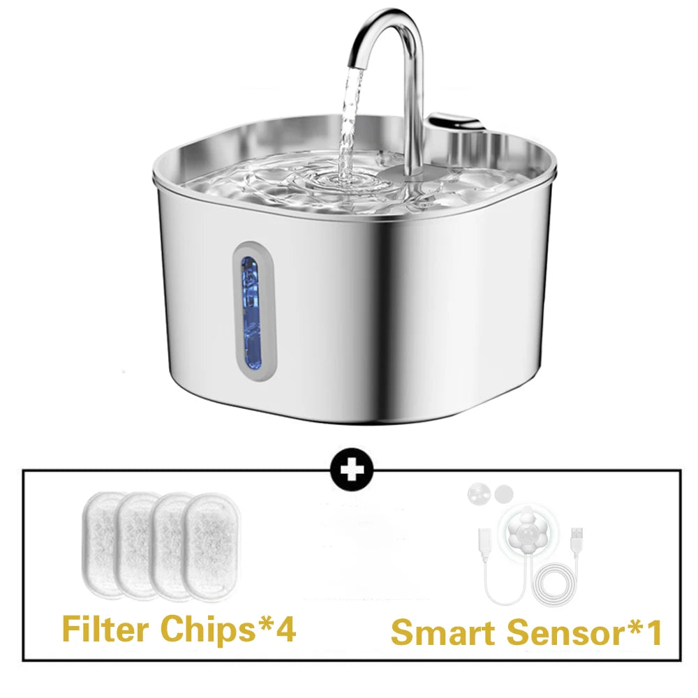 Stainless Steel Silent Pet Water Fountain For Cats And Dogs