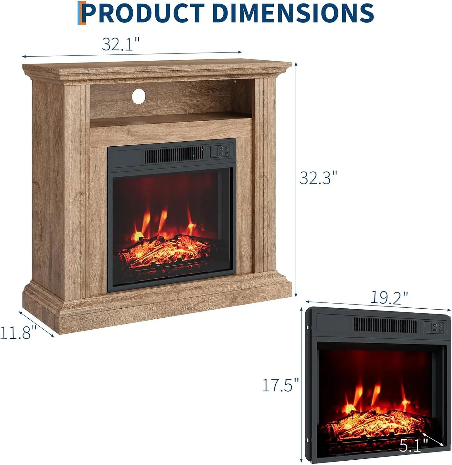 Freestanding Electric Fireplace TV Stand With Heater And Remote