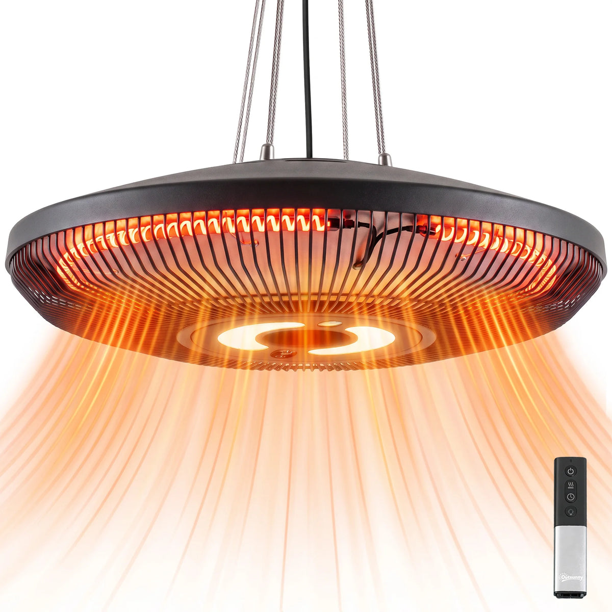 Outsunny Electric Patio Heater With LED Light And Dual Heat