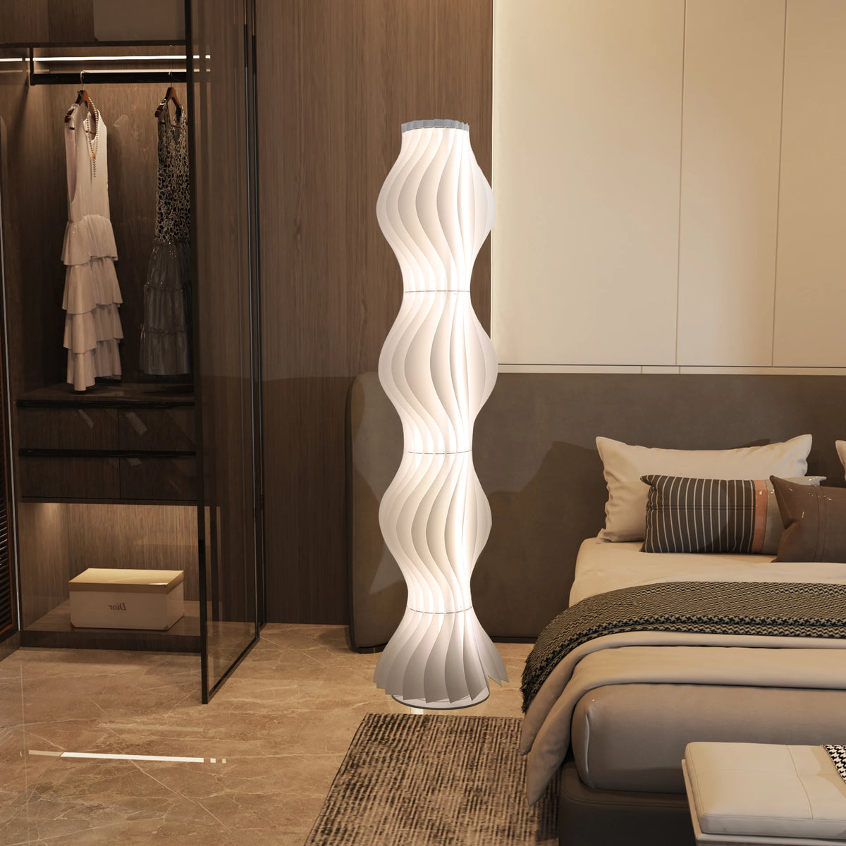 Nordic Style Pleated Floor Lamp For Ambient Living Area