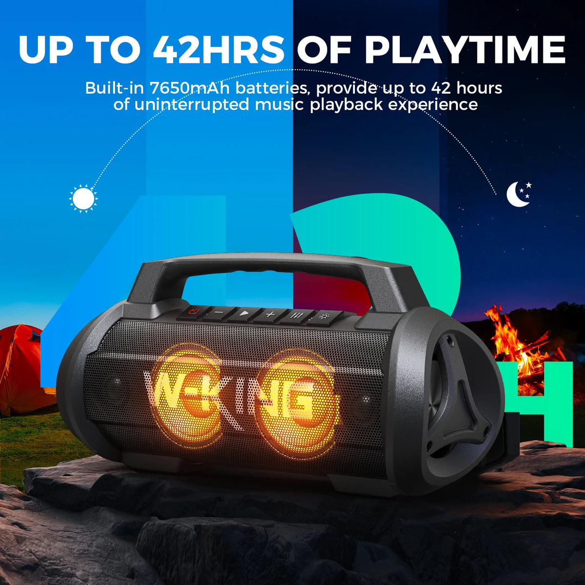 W-King 70W Portable Bluetooth Speaker With Subwoofer And IPX6 Waterproof