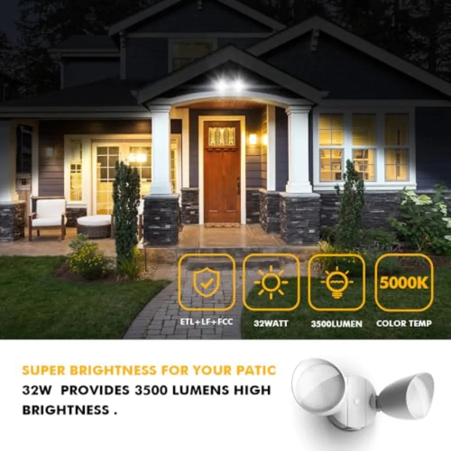 Weatherproof Outdoor Dual Head Dusk To Dawn Flood Light