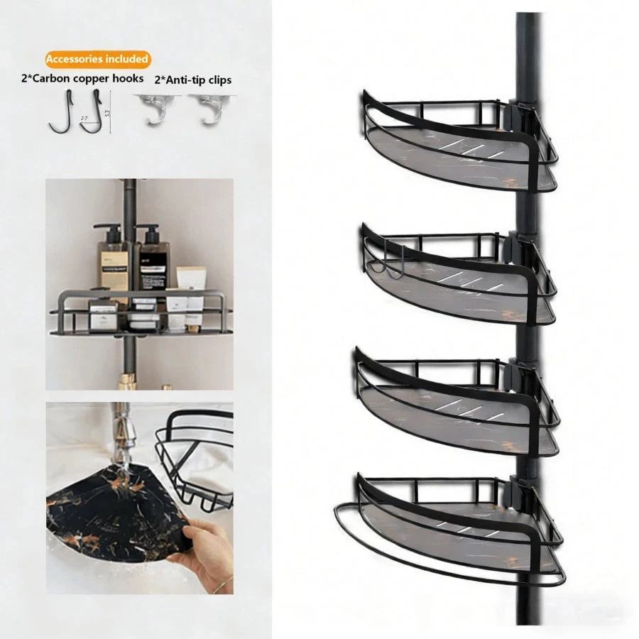 Four Tier Corner Shower Shelf Adjustable No Drill Bathroom Caddy